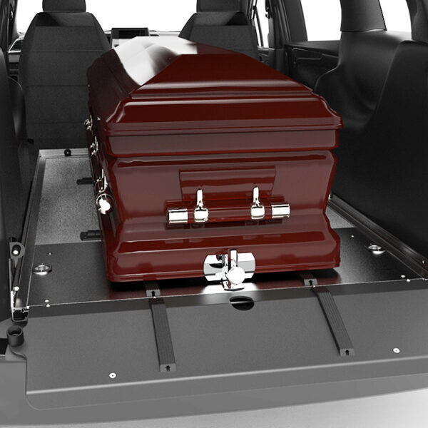 Casket secured on SS150XL single deck