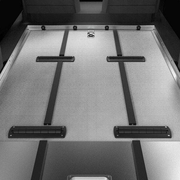 Glide strips and casket rollers on SS150XL Single Deck