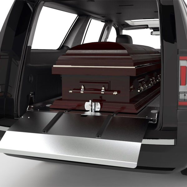 Casket secured on SS150 single deck