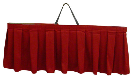 Red Casket Drape Stand folded for carrying