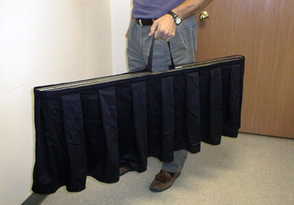 Black Casket Drape Stand folded and carried