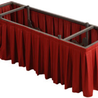 D400 red drape on casket truck with drape stand
