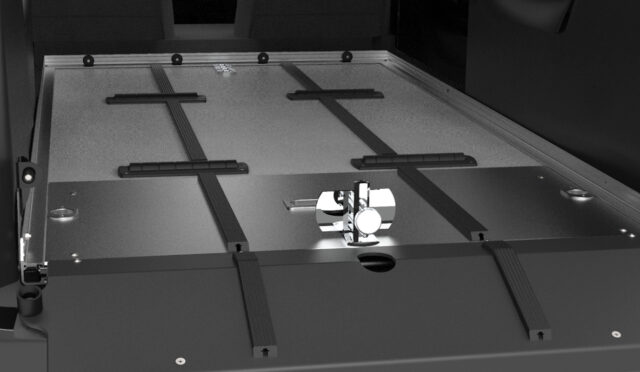 SS150XL Single Deck with glide strips, casket rollers, cot cups and bier pin system